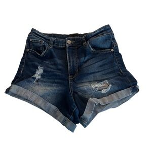 Kendall + Kylie Blue Distressed Jean Shorts